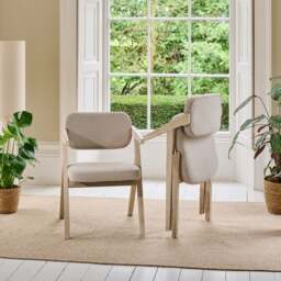 Aurelia Soft Beige Dining Armchairs - Set of 2 - Whitewash Oak Legs - thumbnail 5