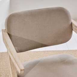 Aurelia Soft Beige Dining Armchairs - Set of 2 - Whitewash Oak Legs - thumbnail 4