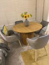 Freya Grey Velvet Armchairs - Set of 2 - Whitewash Oak Legs - thumbnail 4