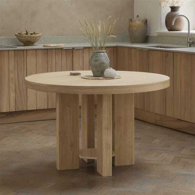 Marlon Whitewash Oak Round Dining Table - image 1