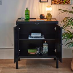 Charlie 2 Door Small Sideboard - Noir Black - thumbnail 3