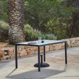 Marston 4 Seater Rattan Garden Dining Set with Grey Parasol - Black - Polywood Top - thumbnail 2