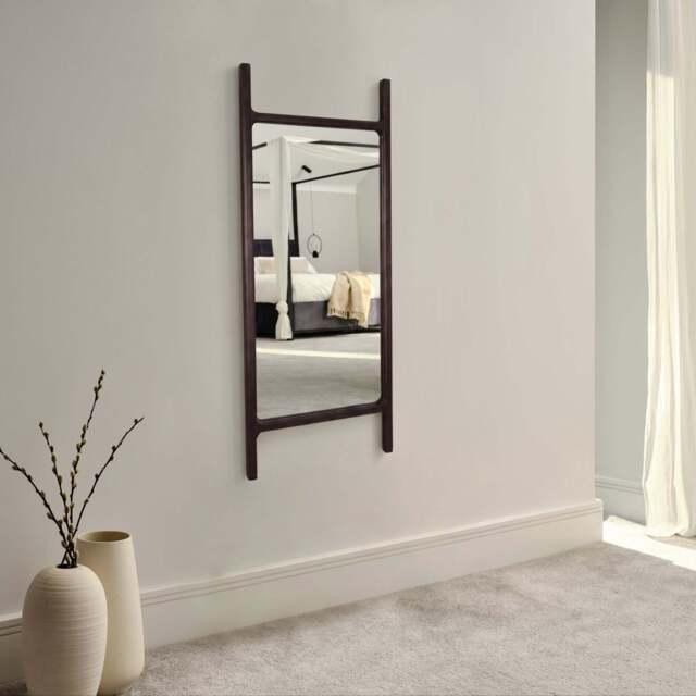 Bastian 90cm x 45cm Wall Mirror - Coffee Brown Paulownia - image 1