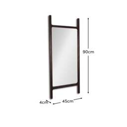 Bastian 90cm x 45cm Wall Mirror - Coffee Brown Paulownia - thumbnail 5