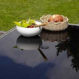 Marston 6 Seater Rattan Garden Dining Set with Grey Parasol - Grey - Glass Top - thumbnail 4
