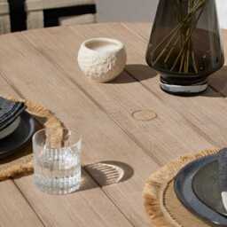Shiro 4 Seater Round Wooden Garden Dining Set with Saffron Black/Beige Dining Chairs - thumbnail 5
