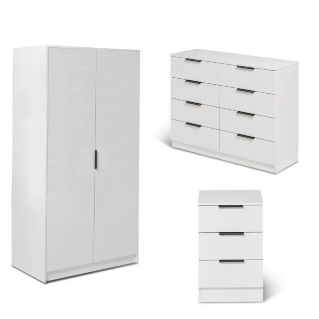 Essie 3 Piece Bedroom Set - 8 Chest of Drawers - Pure White - image 1