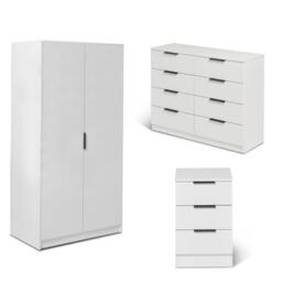 Essie 3 Piece Bedroom Set - 8 Chest of Drawers - Pure White - thumbnail 1