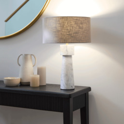 Tiree White Marble Lamp Base - 38cm - thumbnail 2