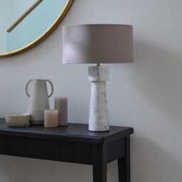 Tiree White Marble Lamp Base - 38cm - thumbnail 3