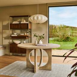 Jade 130cm Chalked Mango Wood Round Dining Table - thumbnail 1