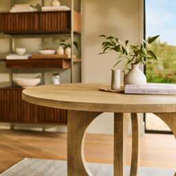 Jade 130cm Chalked Mango Wood Round Dining Table - thumbnail 3