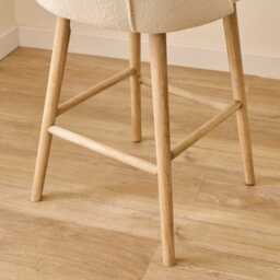 Freya Light Beige Boucle Bar Stool - Whitewash Legs - thumbnail 3