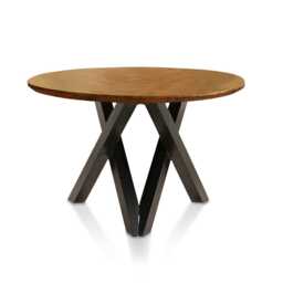 Levi Chalked Mango Wood Round Dining Table - Black Legs - thumbnail 6