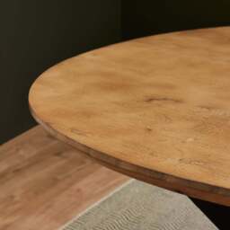 Levi Chalked Mango Wood Round Dining Table - Black Legs - thumbnail 3