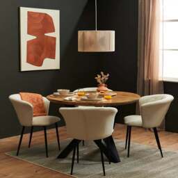 Levi Chalked Mango Wood Round Dining Table - Black Legs - thumbnail 2