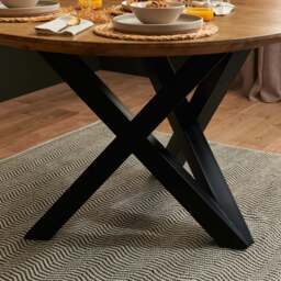 Levi Chalked Mango Wood Round Dining Table - Black Legs - thumbnail 4