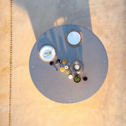 Kemble 6 Seater Garden Round Dining Table - Natural Brown - thumbnail 6