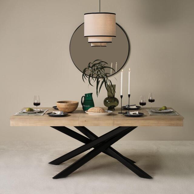 Amelia Whitewash Wood Dining Table - Extendable - Black Legs - image 1