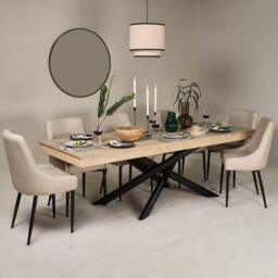 Amelia Whitewash Wood Dining Table - Extendable - Black Legs - thumbnail 2