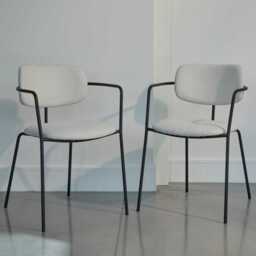 Luca Light Beige Boucle Dining Chairs - Set of 4 - Black Legs