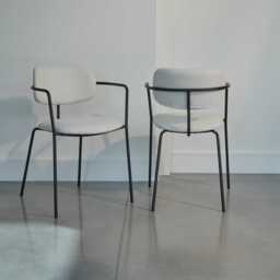 Luca Light Beige Boucle Dining Chairs - Set of 4 - Black Legs - thumbnail 5