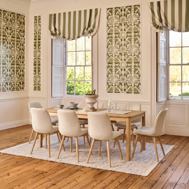 Noah Whitewash Oak Extending Dining Table Set - 8 Seater - Bella Boucle Dining Chairs - Whitewash Legs - image 1