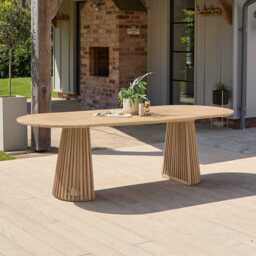 Willow 8 Seater White Acacia Oval Garden Dining Set with Cove Green Rope Chairs - thumbnail 3