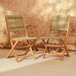 Willow 8 Seater White Acacia Oval Garden Dining Set with Cove Green Rope Chairs - thumbnail 6