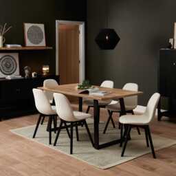 Ellis Light Beige Boucle Dining Chairs - Set of 2 - Black Oak Legs - thumbnail 2