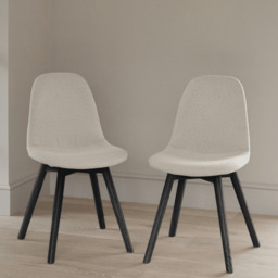 Ellis Light Beige Boucle Dining Chairs - Set of 2 - Black Oak Legs - thumbnail 1