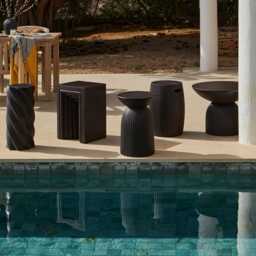 Bianca Concrete Garden Side Table - Black - thumbnail 4