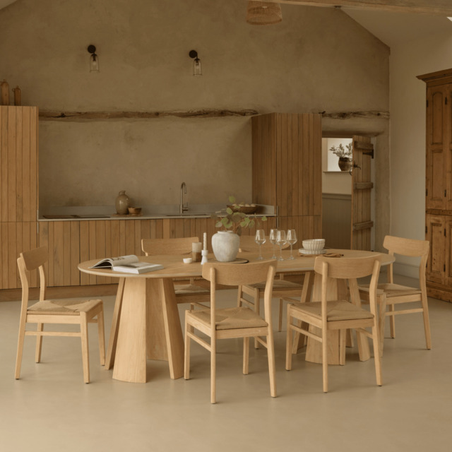 Farren Whitewash Oval Dining Table Set - 6 Seater - Faye Dining Chairs - Whitewash Oak Legs - image 1