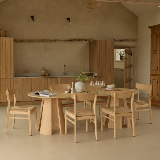 Farren Whitewash Oval Dining Table Set - 6 Seater - Faye Dining Chairs - Whitewash Oak Legs - image 1