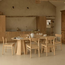Farren Whitewash Oval Dining Table Set - 6 Seater - Faye Dining Chairs - Whitewash Oak Legs - thumbnail 1