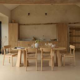 Farren Whitewash Oval Dining Table Set - 6 Seater - Faye Dining Chairs - Whitewash Oak Legs - thumbnail 2