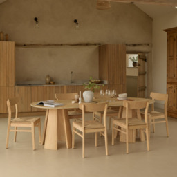 Farren Whitewash Oval Dining Table Set - 6 Seater - Faye Dining Chairs - Whitewash Oak Legs - thumbnail 1