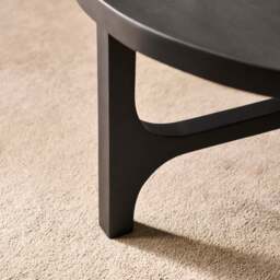 Jade Jet Black Mango Wood Round Coffee Table - thumbnail 4