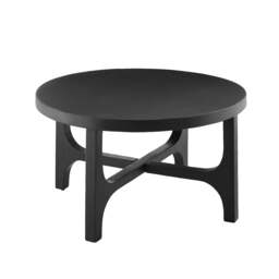 Jade Jet Black Mango Wood Round Coffee Table - thumbnail 5