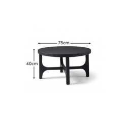 Jade Jet Black Mango Wood Round Coffee Table - thumbnail 6