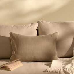 Camber 35x55cm Garden Scatter Cushion Cover - Sand with Off White Piping