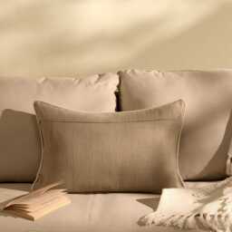 Camber 35x55cm Garden Scatter Cushion Cover - Sand with Off White Piping - thumbnail 2
