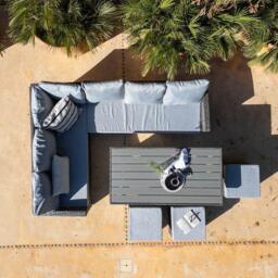 Aston 9 Seater Rattan Garden Corner Sofa Set with Cream LED Premium Parasol - Polywood Top - Grey - thumbnail 6