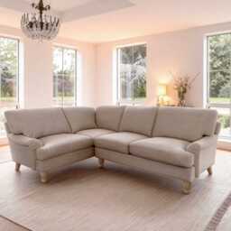 Brea Mink Taupe Left Corner Sofa with Whitewash Oak Legs - thumbnail 1