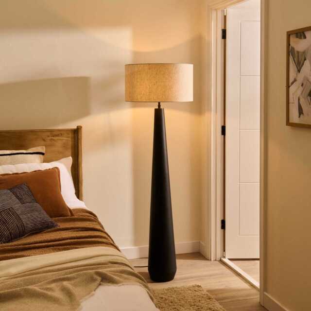 Foxcote Black Metal Floor Lamp Base - 129cm - image 1