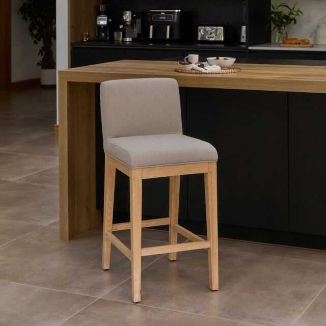 Nolan Fawn Linen Bar Stool - Whitewash Oak Legs - image 1