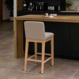 Nolan Fawn Linen Bar Stool - Whitewash Oak Legs - thumbnail 4