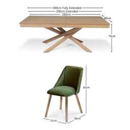 Amelia Whitewash Extendable Dining Table Set - 6 Seater - Freya Fern Green Dining Chairs - Whitewash Legs - thumbnail 5