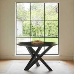 Levi Black Round Dining Table Set - 4 Seater - Freya Boucle Dining Chairs with Black Legs - thumbnail 3