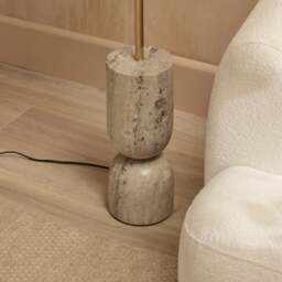 Tiree 97cm Taupe Marble Floor Lamp Base & Tiree Ivory Boucle Tall Lampshade - 30cm - thumbnail 3